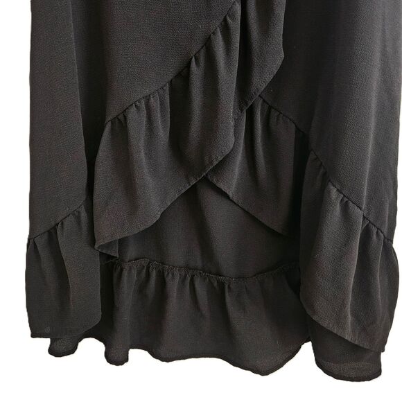 Black Ruffled Wrap Skirt Long Midi Length Womens Size 8 10 or L Eur40/UK12 - Picture 4 of 7